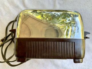 Vintage Ge General Electric 2 Slice Toaster Chrome & Bakelite 169t81
