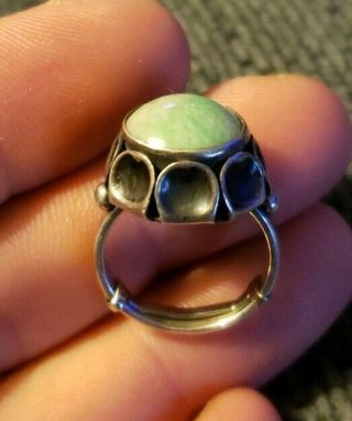 Vintage Russian Soviet 875 Silver Sz.  6 Moss Agate Turquoise Ring