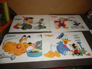 8 Vintage 1961 Disney Place Mats Rca Promotion Pinocchio,  Pluto,  Donald Duck