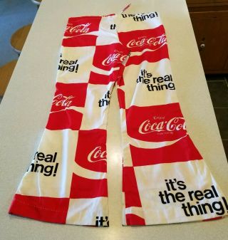 Vintage 1970s Coca - Cola Coke It ' s The Real Thing Drawstring Bell Bottom Pants 4