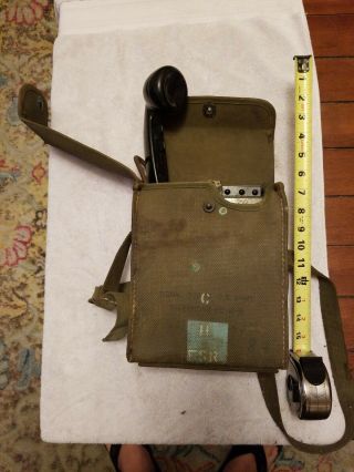 Antique Vintage Korean War U.  S.  Military Field Phone C.  1950 