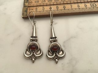 A Vintage Or Modern Silver 925 Earrings With Garnets