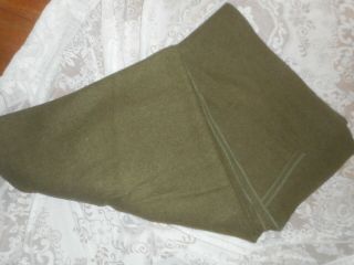 U.  S Military Vtg.  Unicor,  F.  P.  I.  Inc - Blanket,  Bed,  Wool Olive Green 66 " X84