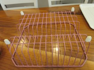 Vtg 3 Pc Pink & White RUBBERMAID Sink Plastic Dish Drainer Rack & Rubber Mat 4