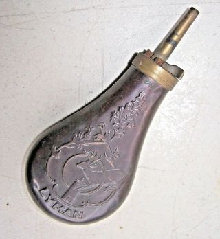 Vintage Lyman Powder Flask Jumping Deer Copper/brass Black Powder