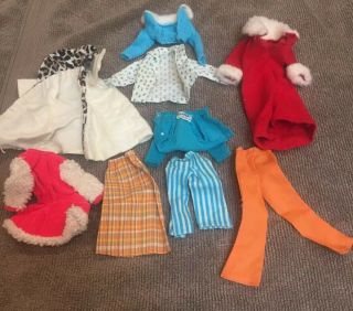 Assorted Vintage Barbie And Skipper Clothes From The 1960s