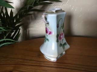 Vintage Hand Painted Nippon Floral Vase with Gold Trim 3