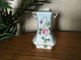 Vintage Hand Painted Nippon Floral Vase with Gold Trim 4