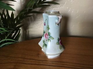 Vintage Hand Painted Nippon Floral Vase with Gold Trim 5