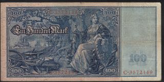 1910 100 Mark Germany Old Vintage Paper Money Banknote Currency Bill P 42 F
