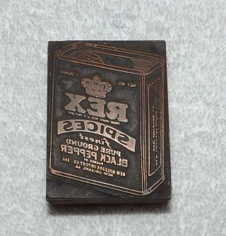 Vintage Rex Spices Black Pepper Wooden Advertising Ink Stamp - Rare And Unique