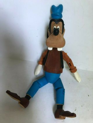 Vintage Disney Goofy Wooden Jointed Doll 11 " Rare