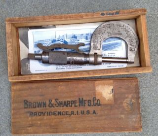 Vintage Brown & Sharpe 13 Micrometer,  In Wooden Case,  Nr