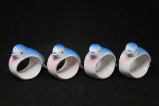 VINTAGE Set of 4 Bluebird Porcelain Napkin Rings,  Midwest Taiwan,  VGUC 3