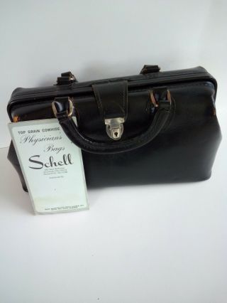 Vintage Schell Doctors/medical Bag With Key - - Leather - - Hand - I - Kit