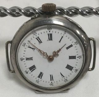 Antique Remontoir Cylindre 10 Rubis Pocket Watch With 800 Silver Case
