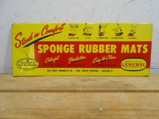 Vintage General Tires 19 " X 7 " Sponge Rubber Mats Tin Rack Sign