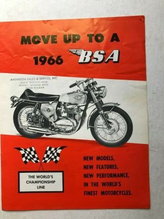 Vintage Brochure 1966 Bsa Motor Cycle Spitfire Thunderbolt Lightning Flash