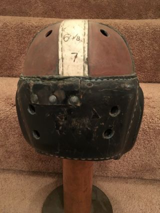 Antique Old Vintage 1930s - 1940s Adult MacGregor Leather Football Helmet 4