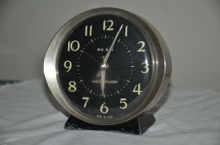 Vintage Westclox Big Ben Alarm Clock 53647 Style 8 Diecast Art Deco Chrome Black