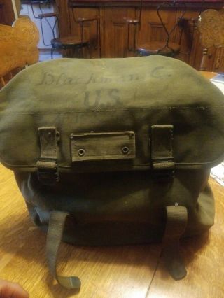 Vintage Us Army Military Green Canvas Survival Bag Sack