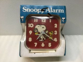 Vintage Snoopy Alarm Clock By Equity - 1965 - Snoopy Playing With Woodstock - Nib