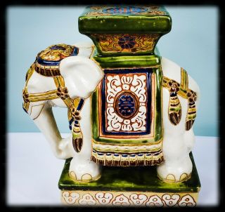 Vintage Porcelain Garden Ceramic Elephant Asian Seat / Stand (unbranded) 11 5/8 "