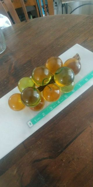 Vintage Mid Century Modern Green Amber Lucite Acrylic Glass Grapes Cluster