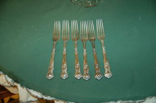 Vintage Grape 1847 Rogers Bros.  Silver Plate Set Of 6 Hollow Handle Forks