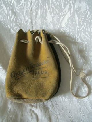 Vintage Tobacco Pouch " Chawin Terbacker " Leather Draw String Collectible
