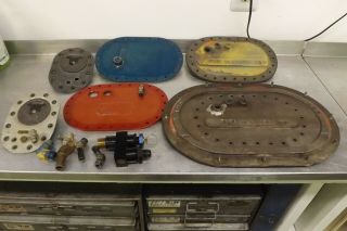 Vintage Sprint Car Fuel Bladder Plates And Caps Modified Midget Usac Indy