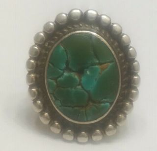 Vintage Old Pawn Sterling Silver Ring Native American Turquoise Size 6.  5.