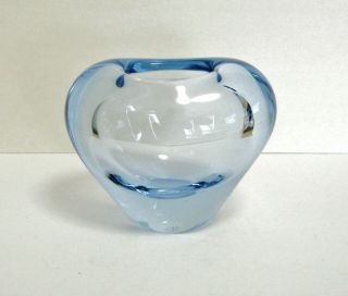 Vintage Mid Century Modern Design Holmegaard Per Lutken Blue Art Glass Vase