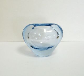 VINTAGE MID CENTURY MODERN DESIGN HOLMEGAARD PER LUTKEN BLUE ART GLASS VASE 2