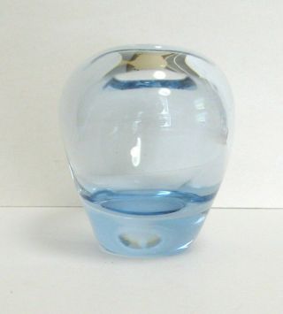 VINTAGE MID CENTURY MODERN DESIGN HOLMEGAARD PER LUTKEN BLUE ART GLASS VASE 5