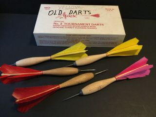 Vintage Apex Maufacturing Darts Wood Turkey Feather 5 Ea,