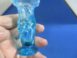 Vintage Fenton Blue Opalescent Mini Miniature Hand Trophy Vase 5
