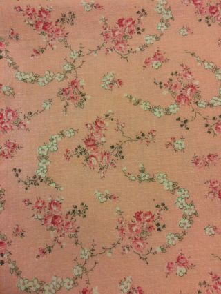 Pretty & Vintage Pink Floral Feed Sack Fabric Shabby Chic