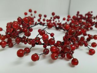 Vtg Pottery Barn Red Pepperberry Beaded Candle Rings Two