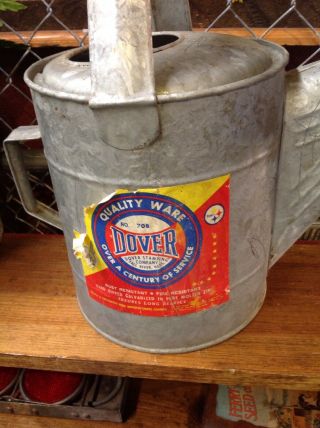 Dover Galvanized Metal Watering Can Sprinkler Head Garden Large Vintage