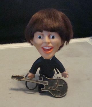 Vintage 1964 Remco Beatles " Paul Mccartney " Doll Nems Ltd W/ Guitar & Hair Wow