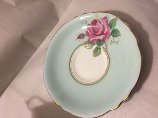 Vintage PARAGON CHINA Red Rose Soft Pastel Blue Background Tea Cup & Saucer 4