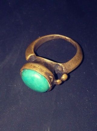 Real Green Tourquies Stone Afghan Vintage Old Ring