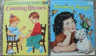 2 Vintage Little Golden Books Counting Rhymes,  Nursery Songs " A " Very Good