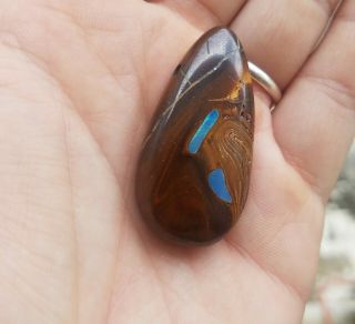 Unique Vintage Opal Pendant Set In Petrified Wood