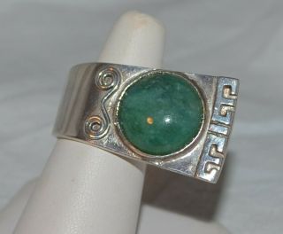Vintage Artisan Mexican Sterling Onyx Ring Abstract Avant Garde Overlay Design