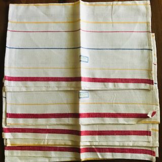 4 Vintage Irish Linen Striped Dishtowels