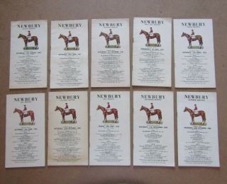 10 X Vintage Newbury Horse Racing Programmes / Racecards From The 1960s B