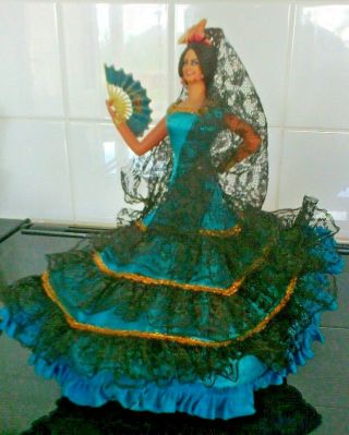 Vintage Marin Chiclana Spanish Flamenco Dancer Doll 10.  5 "
