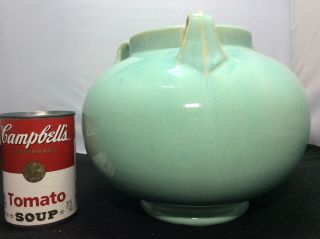 Vintage Art Pottery 3 Handle Vase - Fulper? Crystalline Glaze Pale Green 564